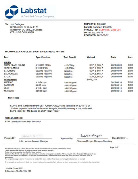 Microbialogical Specifications