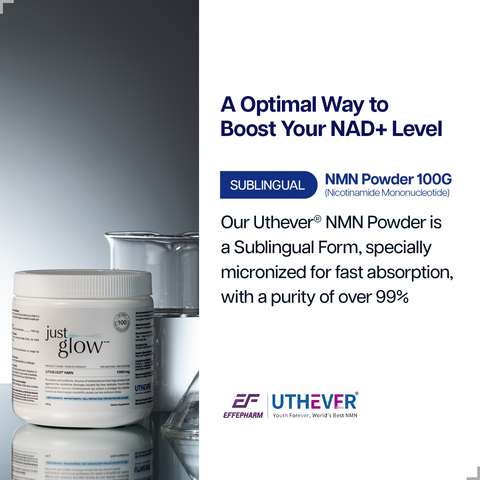 Best UTHEVER®︎ NMN Sublingual Powder Supplement - for Healthy Aging l Just Glow™ Nad booster