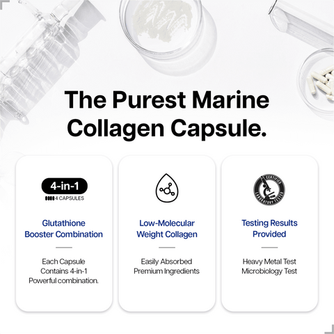 Just Collagen Glutathione UP 120 Capsules - Reduced Active Form - L-Glutathione with Hydrolyzed Marine Collagen Hyaluronic Acid and Vitamin C - Pure Just Collagen Glutathione UP 120 Capsules - Reduced Active Form - L-Glutathione with Hydrolyzed Marine Collagen Hyaluronic Acid and Vitamin C - Pure