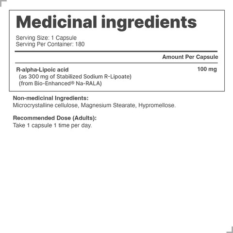 Bio-Enhanced® R-Lipoic Acid 100mg