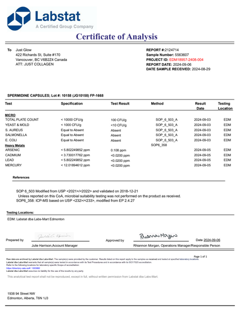 Microbial Contamination For Our Spermidine.